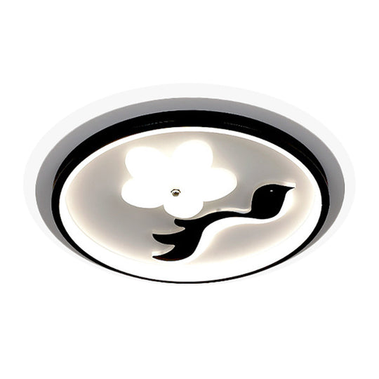 Modern Flower-Inspired Black Acrylic Led Flush Mount Light For Bedroom (Customizable In 15 Days)