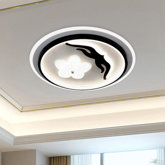 Modern Flower - Inspired Black Acrylic Led Flush Mount Light For Bedroom (Customizable In 15 Days)