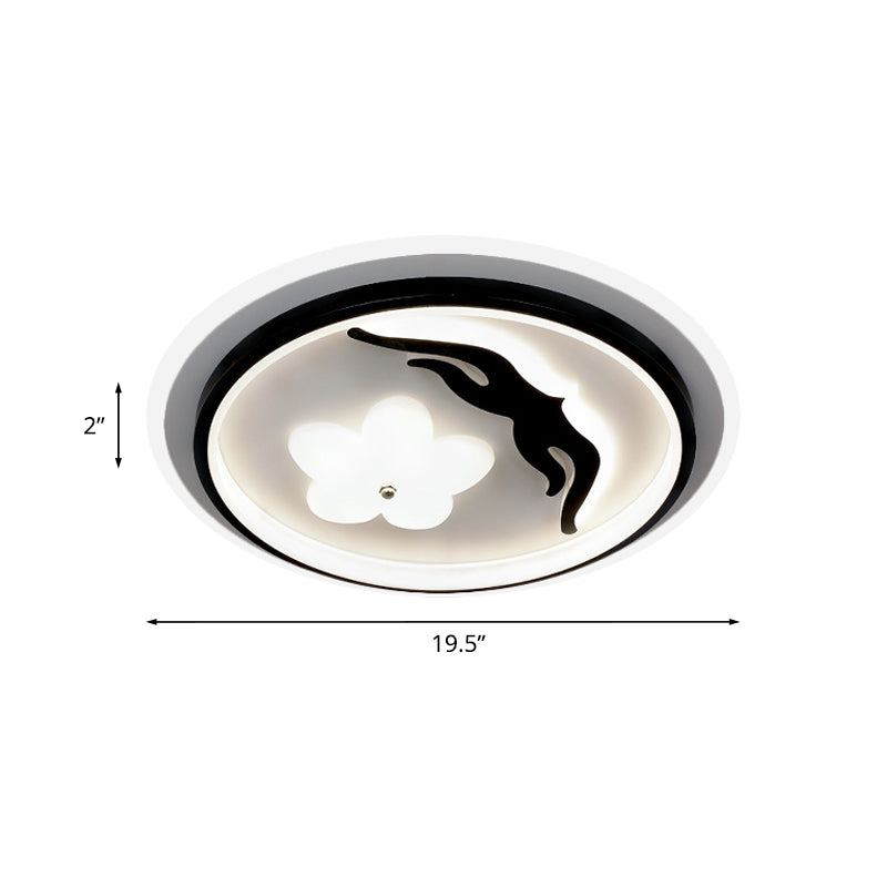 Modern Flower - Inspired Black Acrylic Led Flush Mount Light For Bedroom (Customizable In 15 Days)