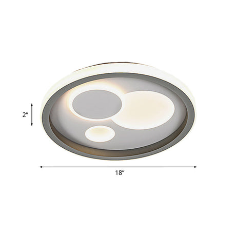 Modern Grey Led Flush Mount Light With Heart Pattern For Bedrooms