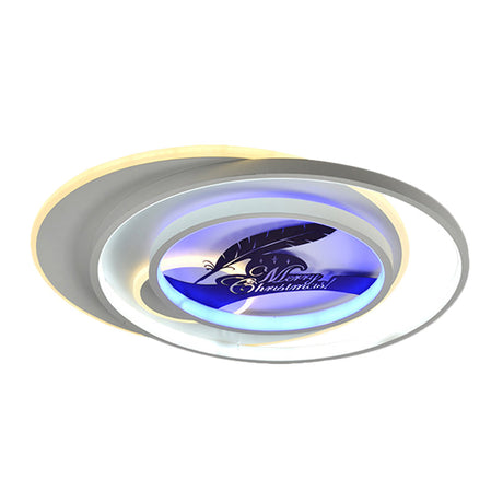 Modern White Flush Light Fixture: Led Acrylic Flushmount Lamp With Elegant Patterns - Flower Deer