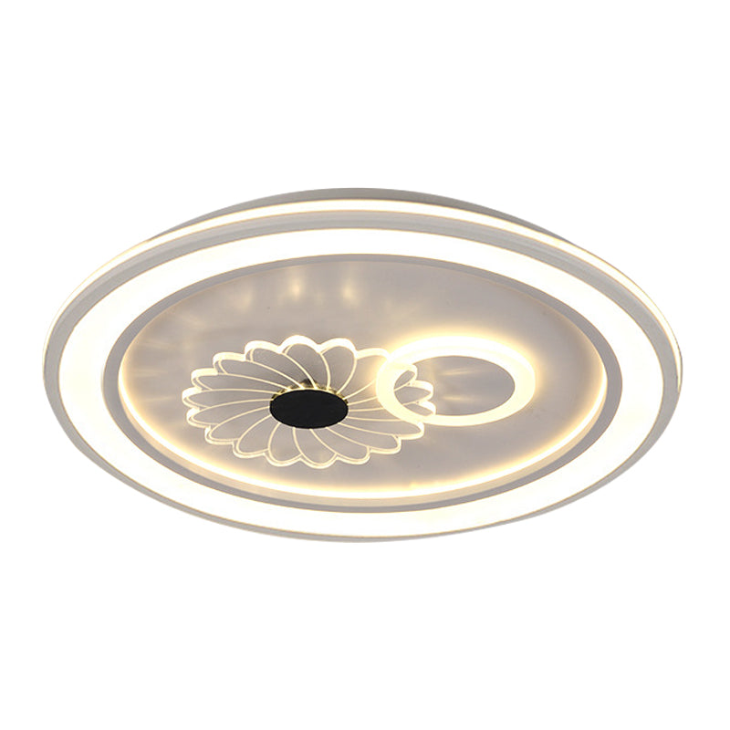 Contemporary White Led Flushmount For Bedroom With Acrylic Shade