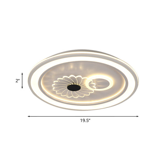 Contemporary White Led Flushmount For Bedroom With Acrylic Shade