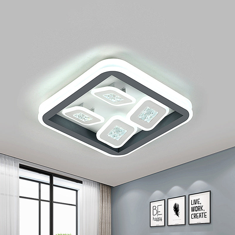 Modern Black Flush Mount Led Light Fixture With Acrylic Square Design