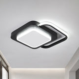 Minimalist Metal Rhombus Led Flush Ceiling Lamp - Black With White/Warm Light (Customizable In 15
