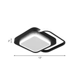 Minimalist Metal Rhombus Led Flush Ceiling Lamp - Black With White/Warm Light (Customizable In 15