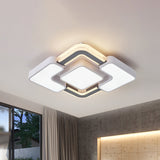 Contemporary Led Rhombus Metal Flush Mount Ceiling Lamp For Bedroom - Black-White Design