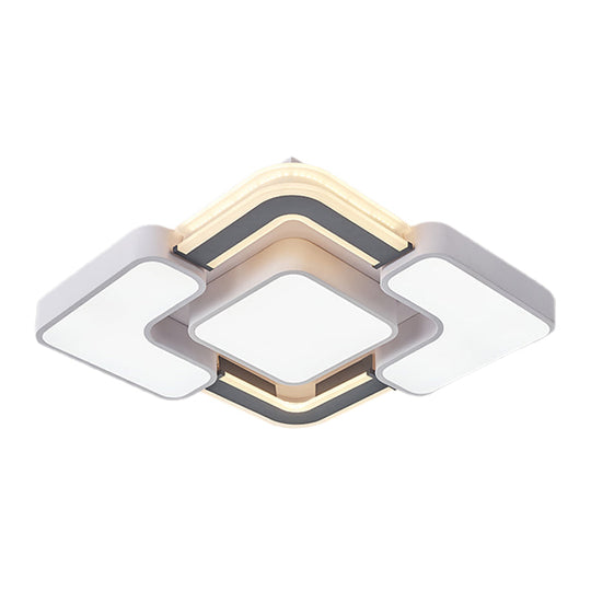 Contemporary Led Rhombus Metal Flush Mount Ceiling Lamp For Bedroom - Black - White Design