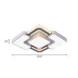 Contemporary Led Rhombus Metal Flush Mount Ceiling Lamp For Bedroom - Black-White Design