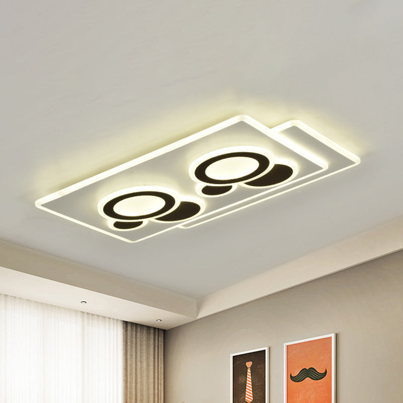 Modern Acrylic Led Flush Light In Black And White Round/Oval/Rectangle Shape - Perfect For Bedrooms