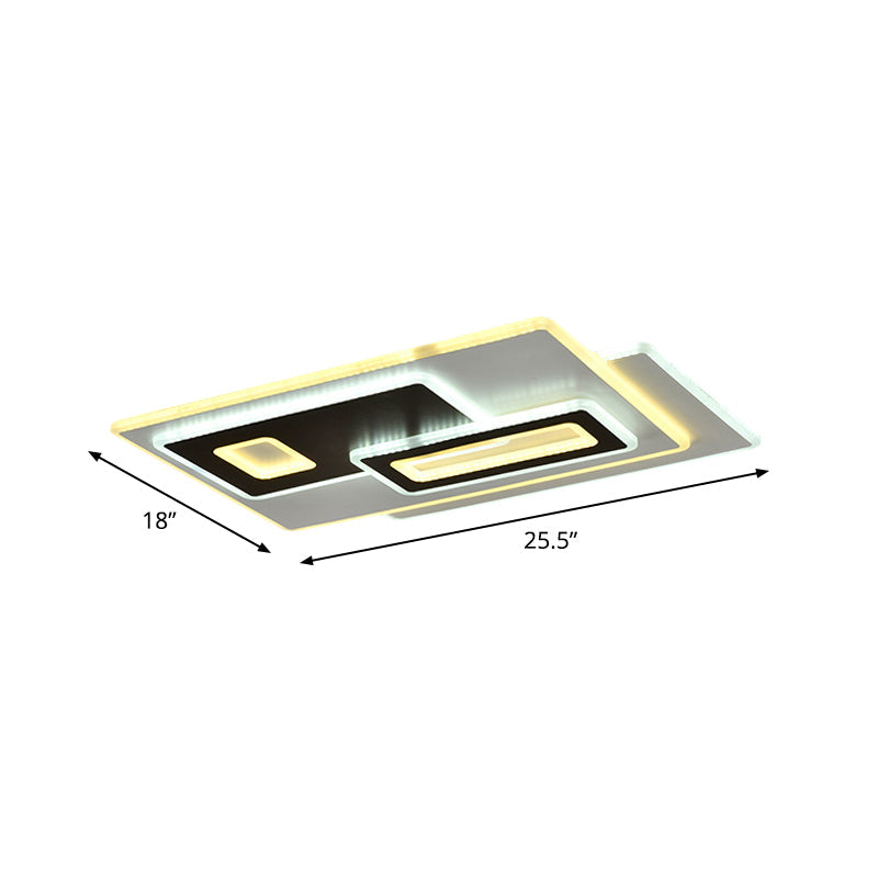 Modern Acrylic Led Flush Light In Black And White Round/Oval/Rectangle Shape - Perfect For Bedrooms