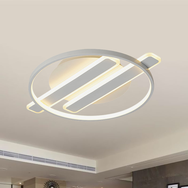 Led Flush Ceiling Light - Simple Acrylic Hoop Design For Bedroom White