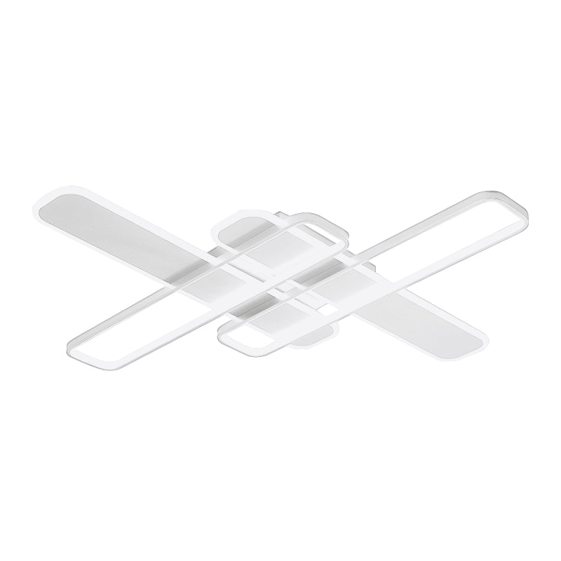 35.5’/43’ W Cross Rectangle Flushmount Led Flush Light Fixture - Minimal Acrylic White/Black/Gold