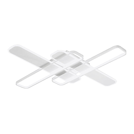 35.5’/43’ W Cross Rectangle Flushmount Led Flush Light Fixture - Minimal Acrylic White/Black/Gold