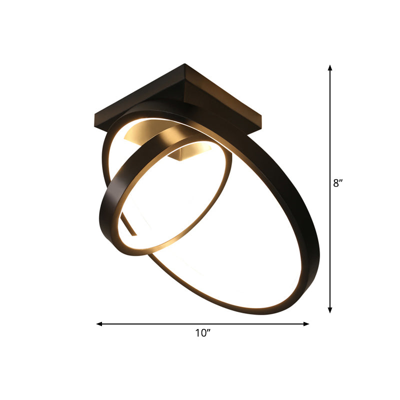 Dual Ring Led Flushmount Ceiling Light - White/Black Simplicity Design Ideal For Hallways White/Warm