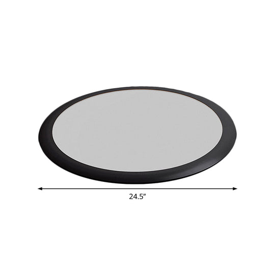 Minimalist Led Black Flush Ceiling Light With Metallic Round Mount White/Warm Options