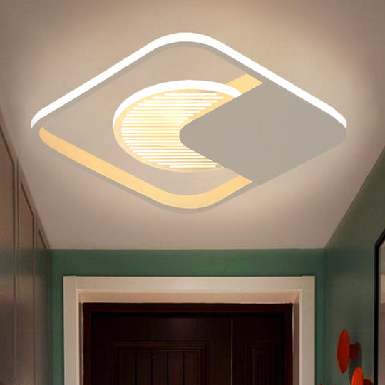 Modernist Metal Square Frame Led Flush Mount Light In White/Black White/Warm Glow