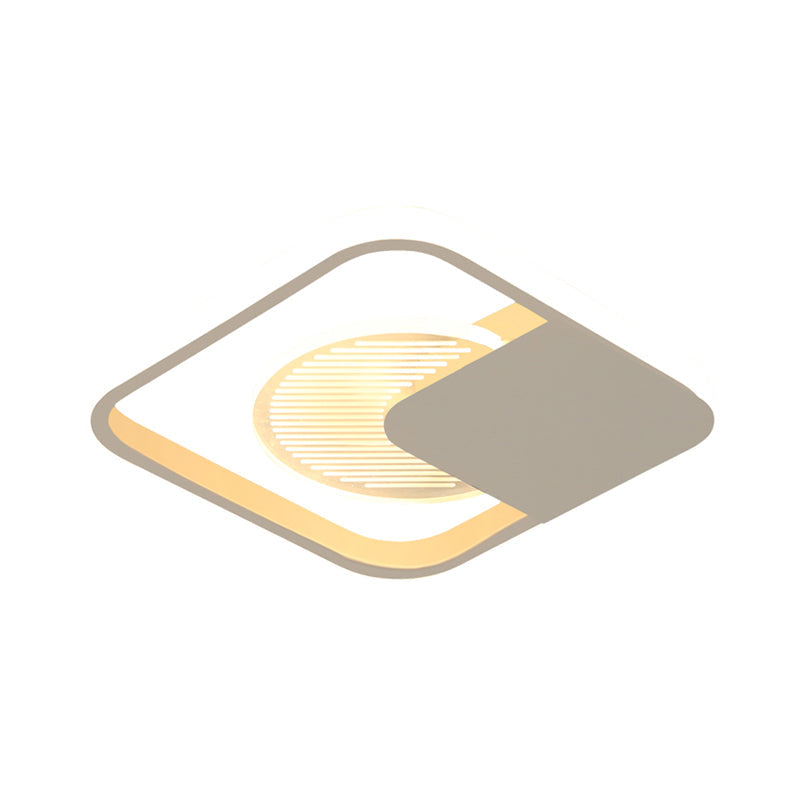 Modernist Metal Square Frame Led Flush Mount Light In White/Black – White/Warm Glow