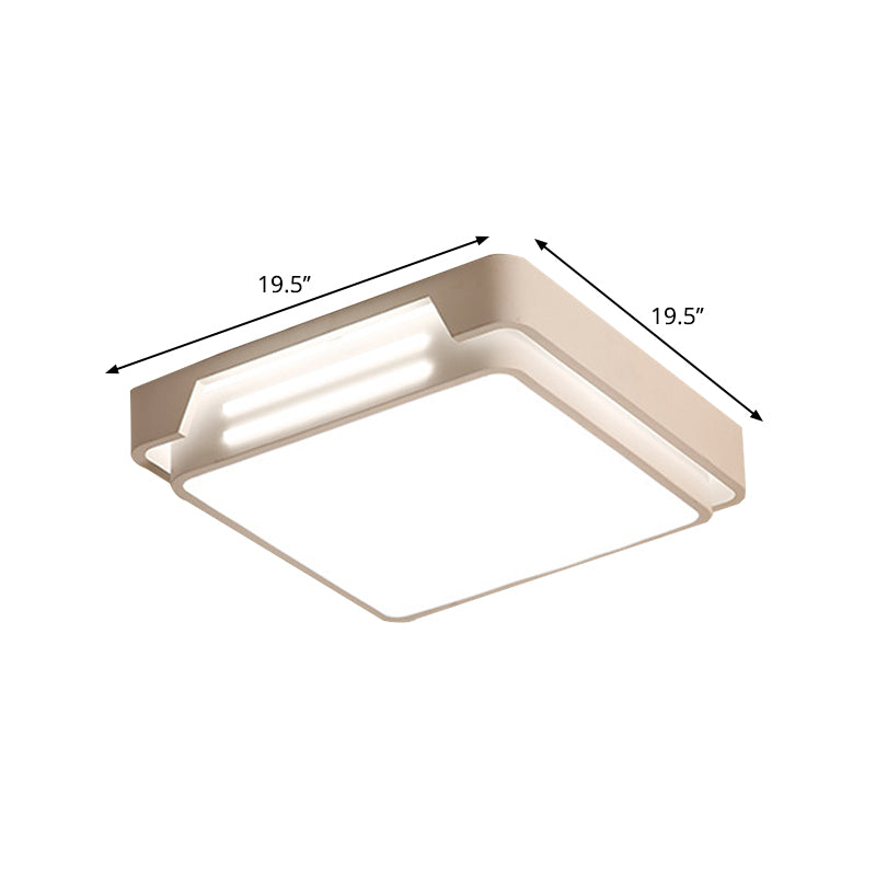 Simple Metal Led White Flush Mount Ceiling Fixture With White/Warm Light