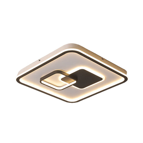 Led Bedroom Ceiling Mounted Fixture - Modern Black Flush Light With Square Acrylic Shade White/Warm