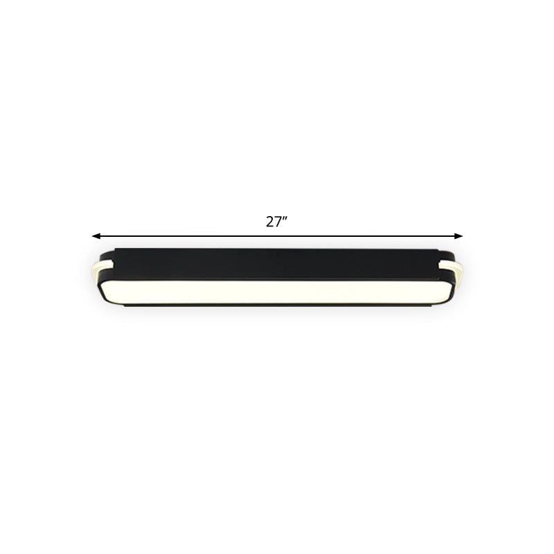 Modern Led Black Flushmount Ceiling Light Fixture - Metallic Rectangle 19’/27’/34.5’ Long White/Warm