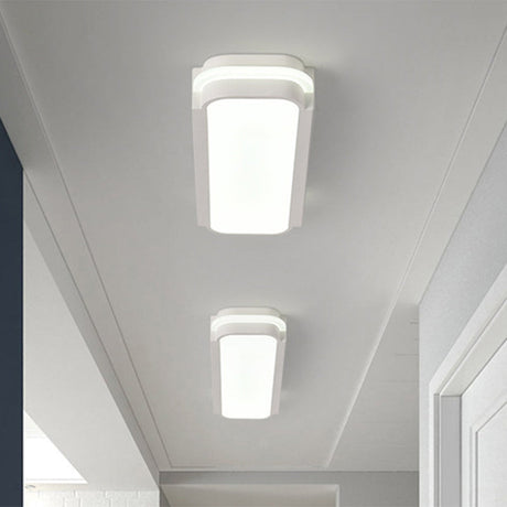 Minimalist Led White Flush Mount Light Fixture In White/Warm Rectangle Metal Multiple Sizes