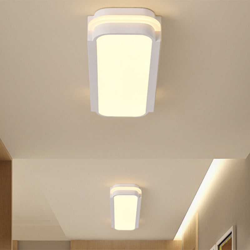 Minimalist Led White Flush Mount Light Fixture In White/Warm Rectangle Metal Multiple Sizes