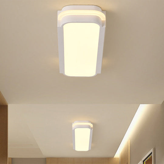 Minimalist Led White Flush Mount Light Fixture In White/Warm Rectangle Metal Multiple Sizes