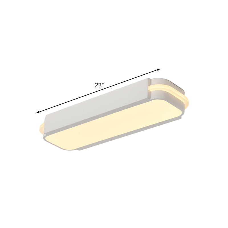 Minimalist Led White Flush Mount Light Fixture In White/Warm Rectangle Metal Multiple Sizes