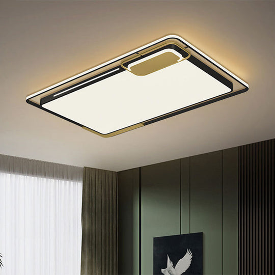 Modern Metal Led Ceiling Light In Black/Gold With White/Warm Glow For Living Room Black - Gold /
