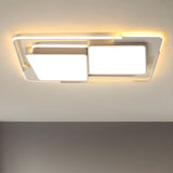 Modern Metal Led Flush Ceiling Light For Living Room - Rectangular White/Black Fixture With Warm