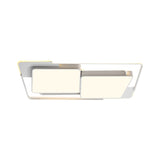 Modern Metal Led Flush Ceiling Light For Living Room - Rectangular White/Black Fixture With Warm