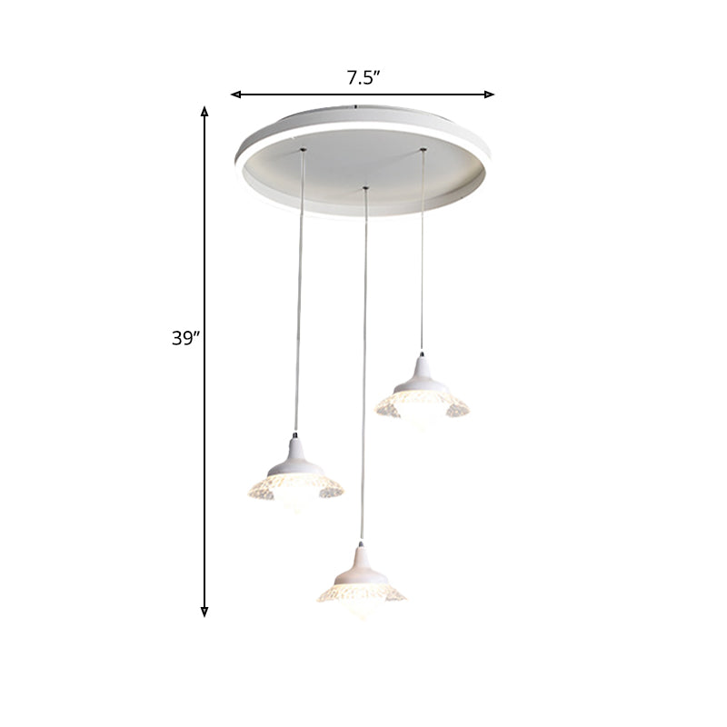 White Urn Multi-Pendant Led Ceiling Fixture Modernistic Design 3 Lights White/Warm Light
