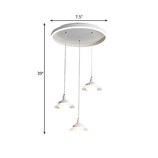 White Urn Multi-Pendant Led Ceiling Fixture Modernistic Design 3 Lights White/Warm Light