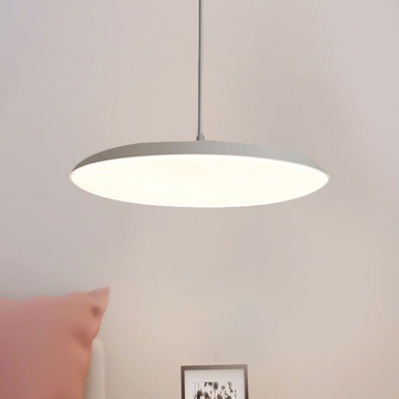 Led Bedroom Hanging Pendant Light Kit - Simple White/Black Finish With Acrylic Shade In White/Warm