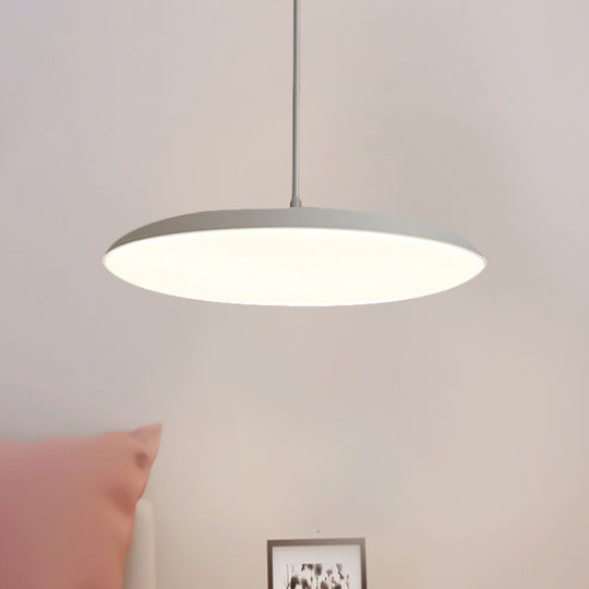 Led Bedroom Hanging Pendant Light Kit - Simple White/Black Finish With Acrylic Shade In White/Warm
