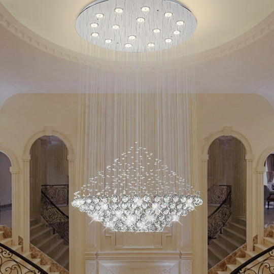 Led Multi Pendant Chrome Crystal Orb Light - Modern Stylish Diamond Shaped Ceiling Hanging Fixture
