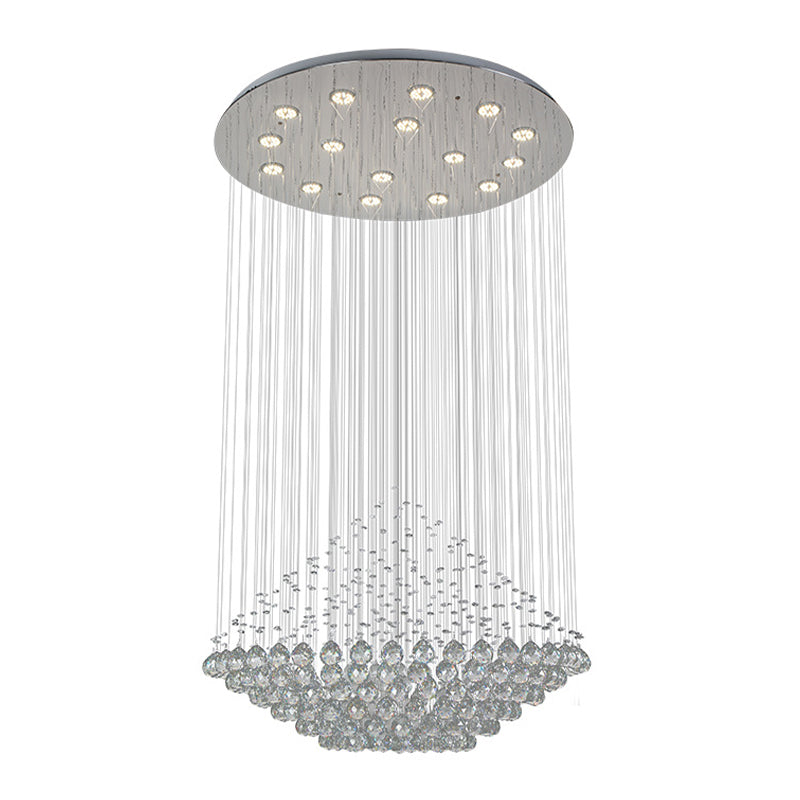 Led Multi Pendant Chrome Crystal Orb Light - Modern Stylish Diamond Shaped Ceiling Hanging Fixture