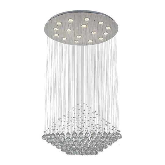 Led Multi Pendant Chrome Crystal Orb Light - Modern Stylish Diamond Shaped Ceiling Hanging Fixture