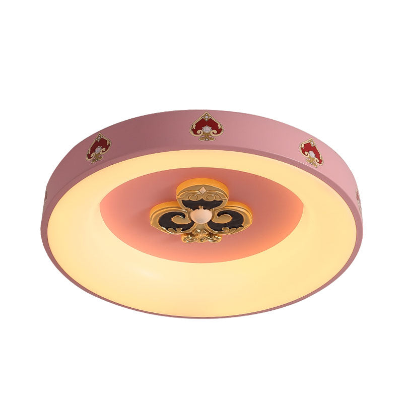 Metallic Pink Led Flushmount Ceiling Light For Girls’ Bedroom