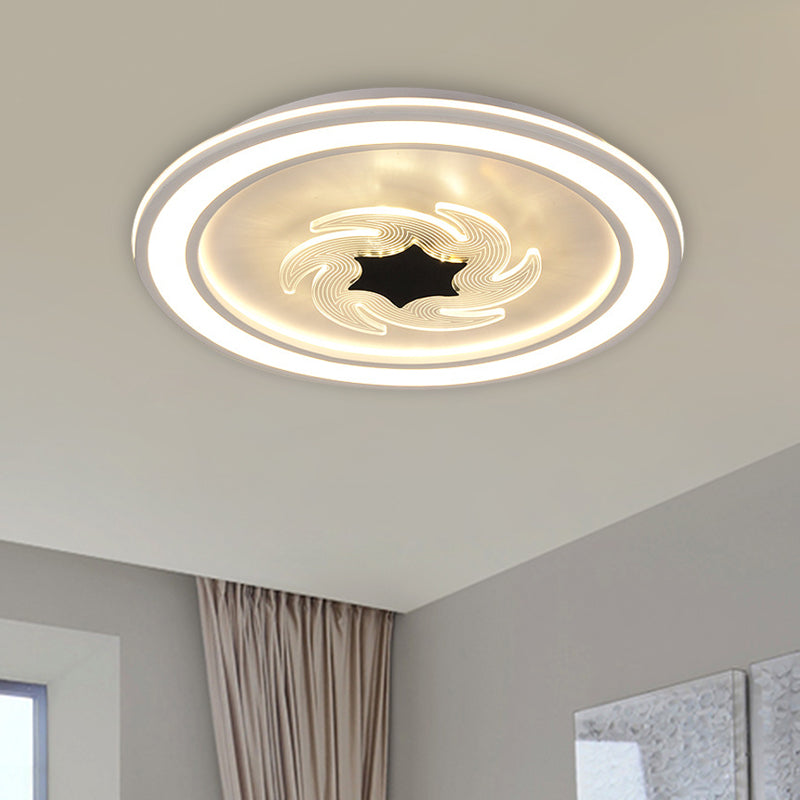 Kids Led Acrylic Flush Mount Light With Windmill Detail - Black And White Lighting Black - White