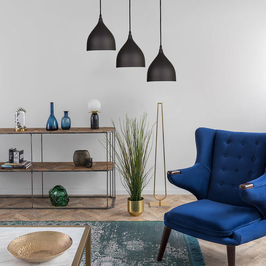 Modern Metal Dome Pendant Ceiling Light - 6.5/10/12 Width 1 Black/White/Red Suspension