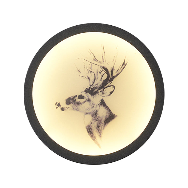 Led Elk Deer Acrylic Wall Mounted Light - Contemporary Style White Circular Design