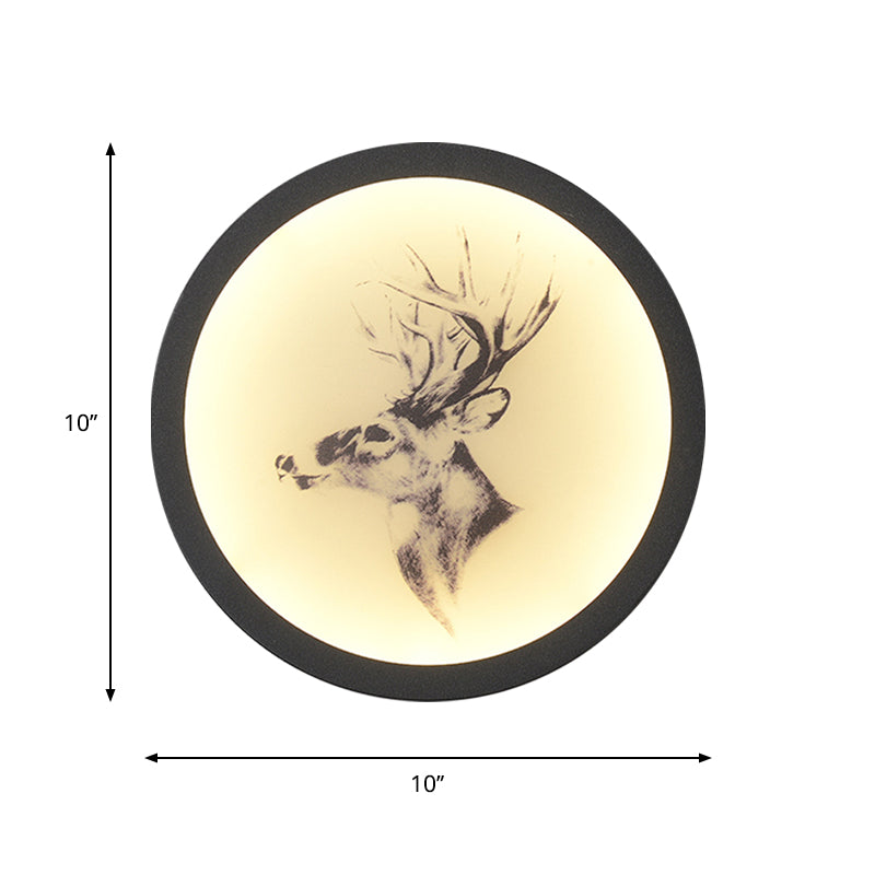 Led Elk Deer Acrylic Wall Mounted Light - Contemporary Style White Circular Design