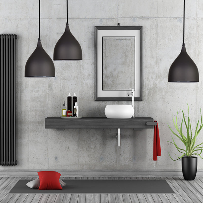 Modern Metal Dome Pendant Ceiling Light - 6.5’/10’/12’ Wide 1 Black/White/Red Suspended