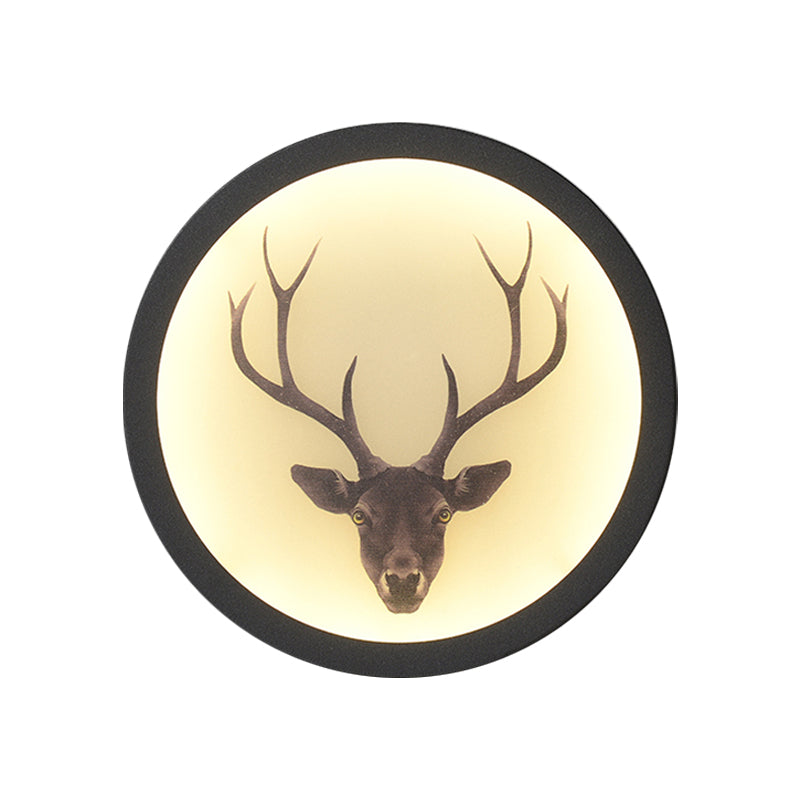 Led Elk Deer Acrylic Wall Mounted Light - Contemporary Style White Circular Design