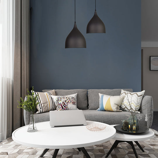 Modern Metal Dome Pendant Ceiling Light - 6.5/10/12 Width 1 Black/White/Red Suspension