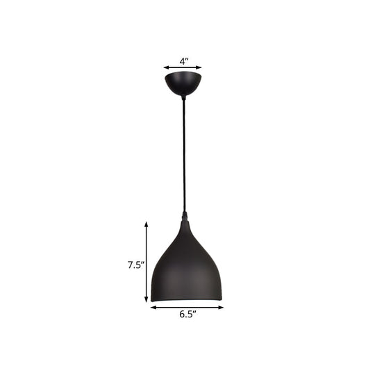 Modern Metal Dome Pendant Ceiling Light - 6.5’/10’/12’ Wide 1 Black/White/Red Suspended