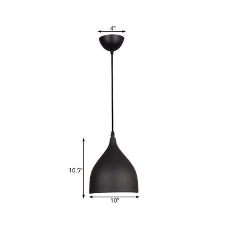 Modern Metal Dome Pendant Ceiling Light - 6.5/10/12 Width 1 Black/White/Red Suspension