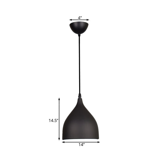 Modern Metal Dome Pendant Ceiling Light - 6.5/10/12 Width 1 Black/White/Red Suspension